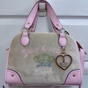 Juicy Couture Royal Kingdom Pink and Beige Sandstone Bowler Bag